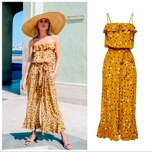 NWT Kivari Dakota Jumpsuit Wide Leg Ruffle Vacation Casual